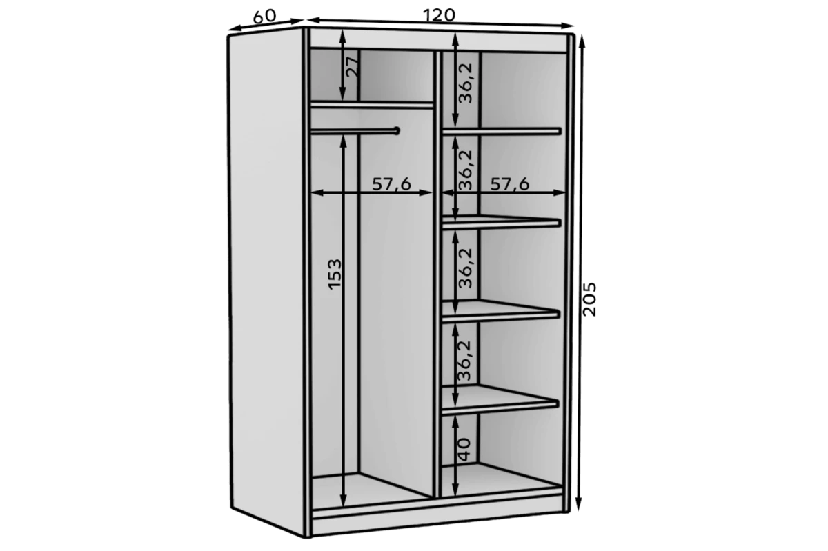 Schiebetürenschrank ORVENA – Lamellenfront mit Spiegel