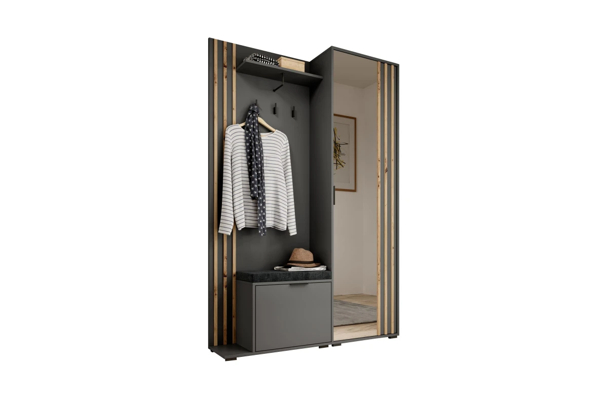 Garderobenschrank - JOHN - Kaschmir mit Kissen