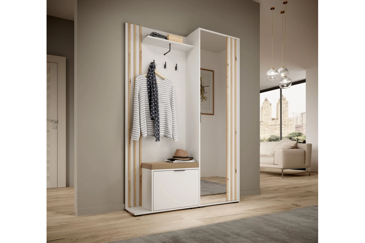 Garderobenschrank - JOHN - Kaschmir mit Kissen