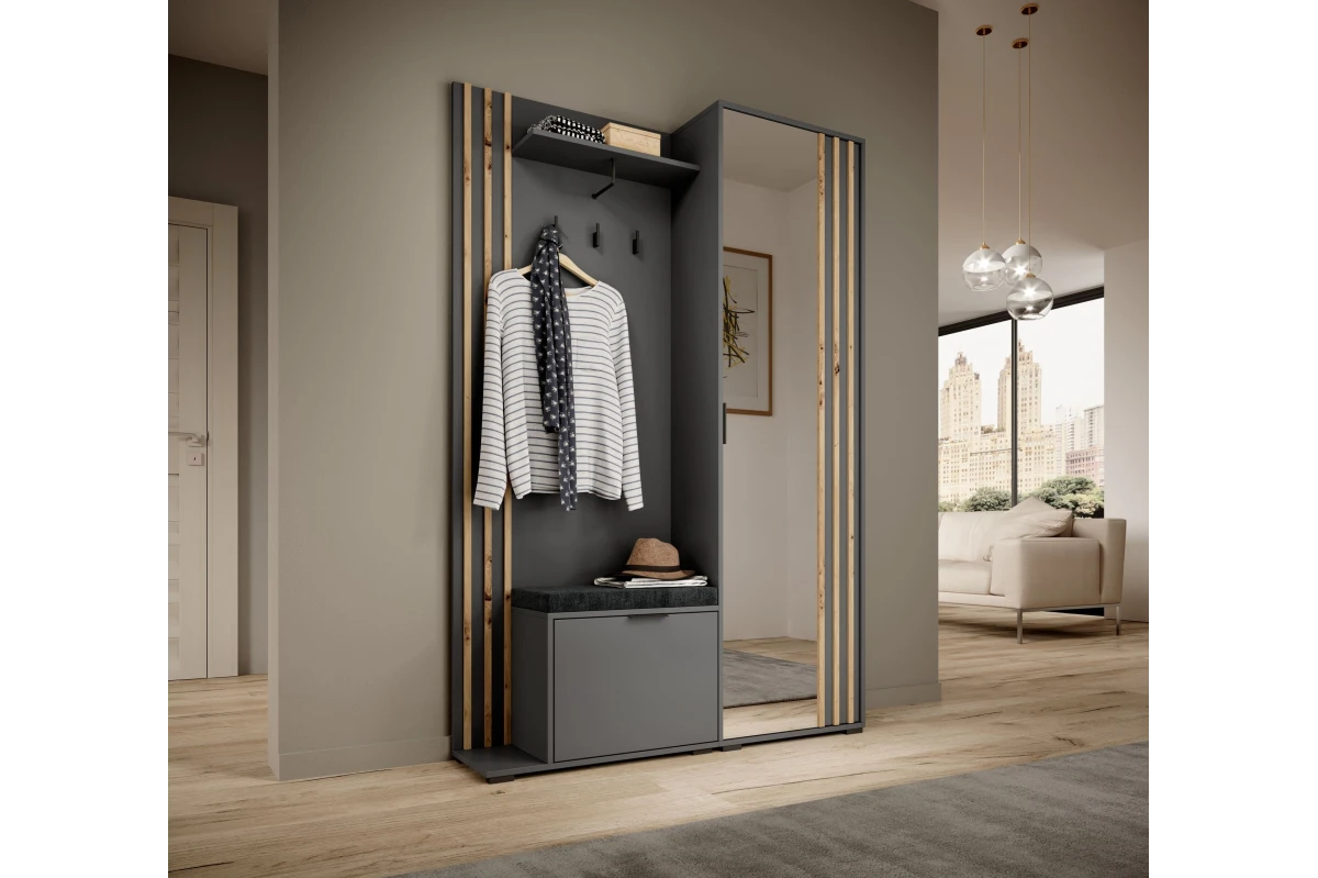 Garderobenschrank - JOHN - Kaschmir mit Kissen
