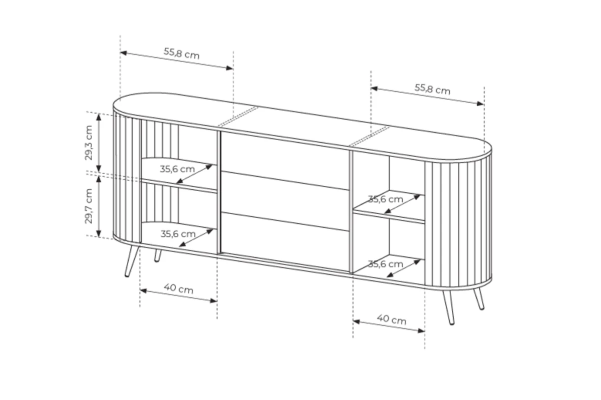 Kommode NOLI 196 mit abgerundeten Seiten – Sideboard Eiche