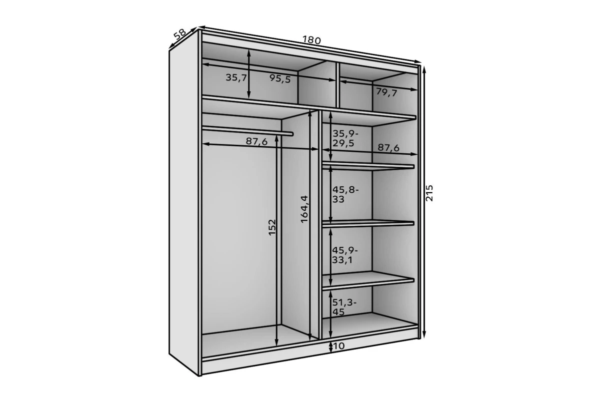 Schiebetürenschrank mit Spiegel Nexo 180