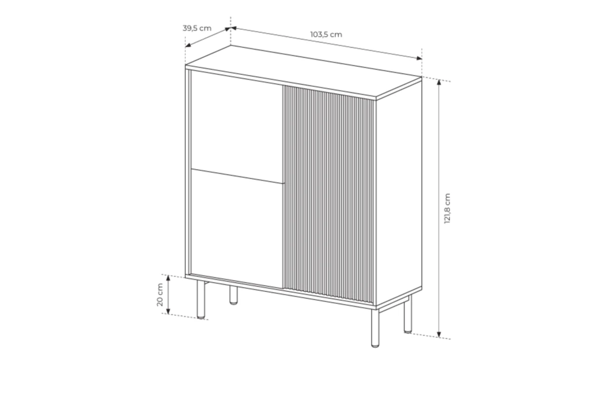 Hohe Kommode TAMI 3D – Eiche Cremona