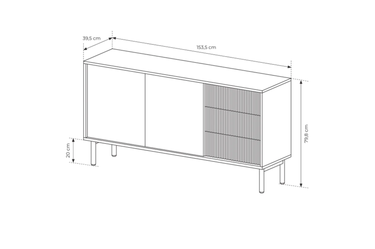 Kommode TAMI 153 2D3S – Eiche Cremona