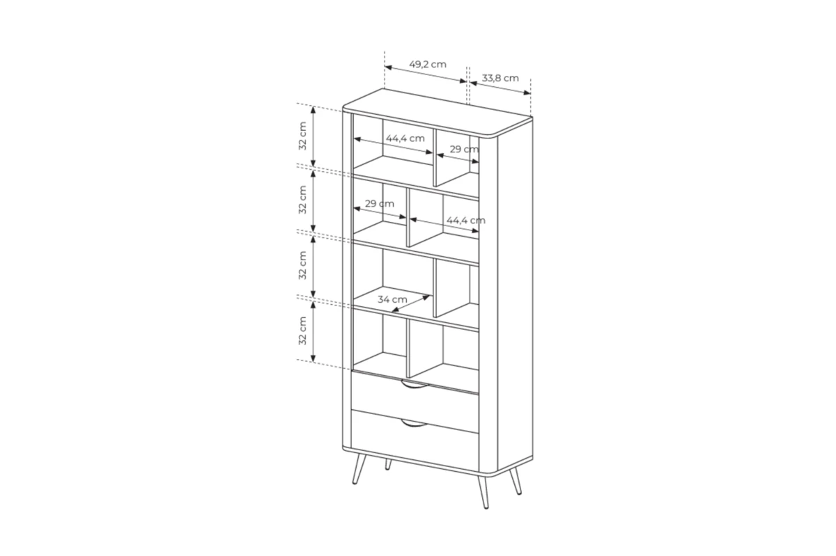 Regal 2S LARON – Schwarz + Eiche Dunin