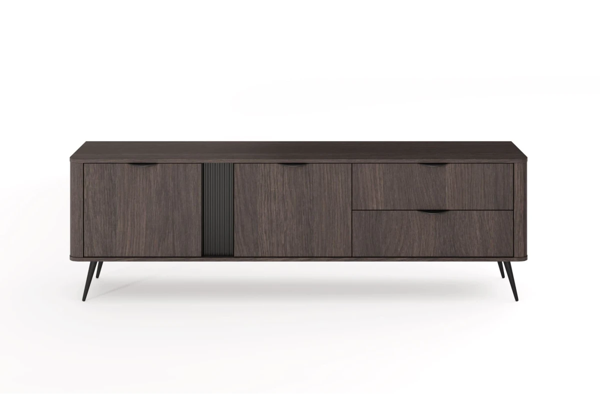 TV-Tisch 195 2D3S LARON – Schwarz + Eiche Dunin