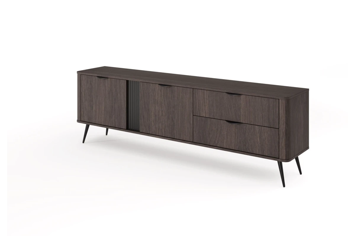 TV-Tisch 195 2D3S LARON – Schwarz + Eiche Dunin