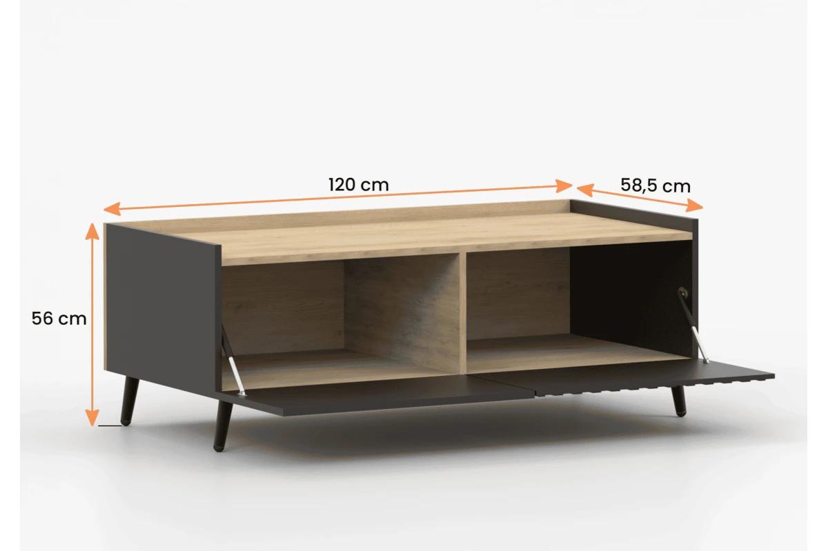Couchtisch AUREO – Schwarz + Eiche Cremona