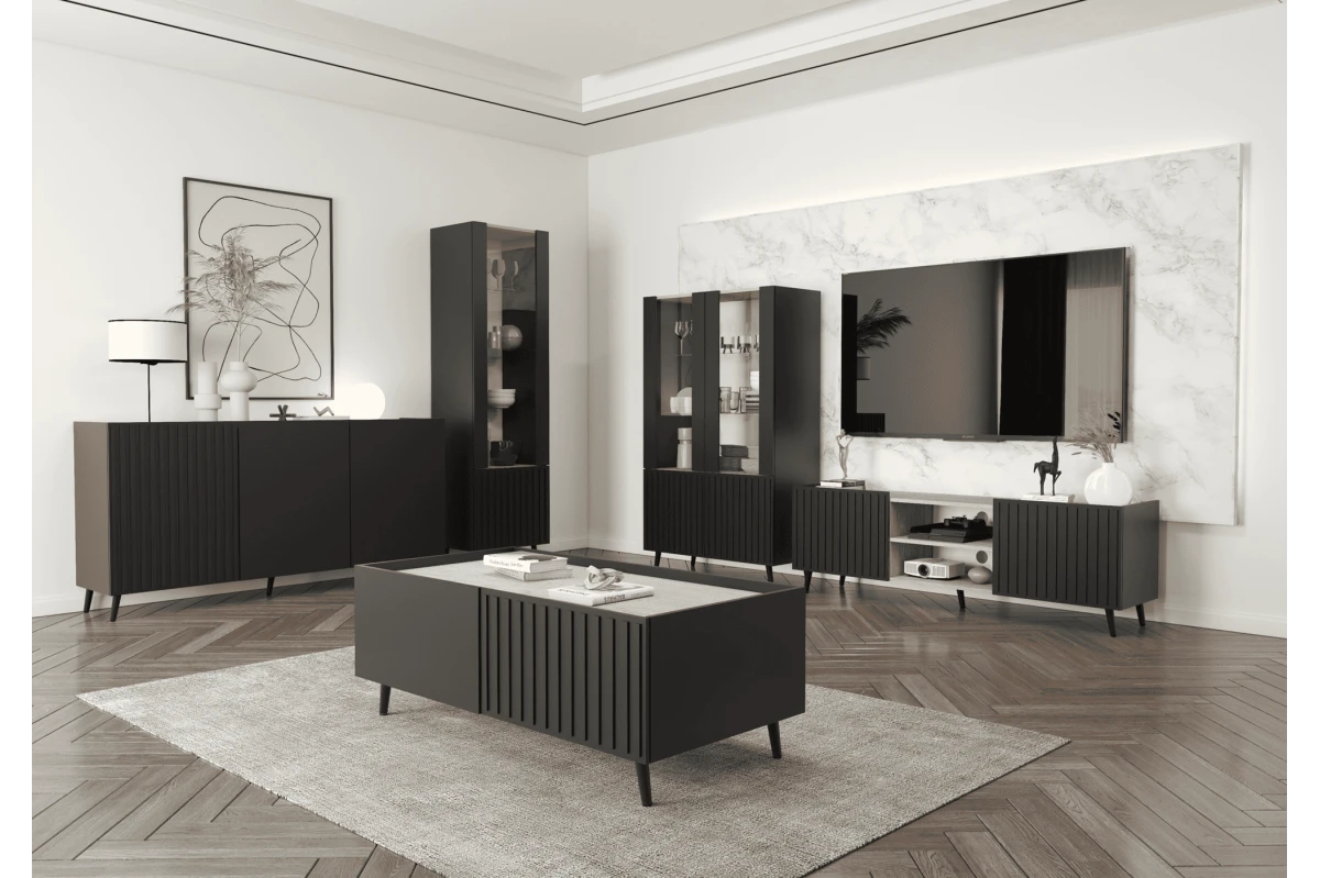 Couchtisch AUREO – Schwarz + Eiche Cremona