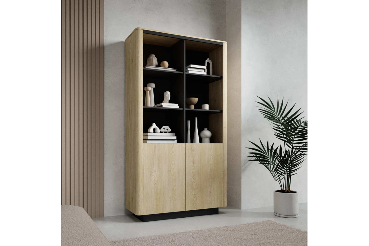 Regal 2D TARO – Tiefschwarz + Eiche Cremona