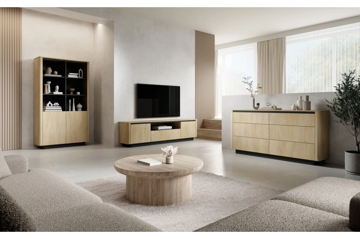 Regal 2D TARO – Tiefschwarz + Eiche Cremona