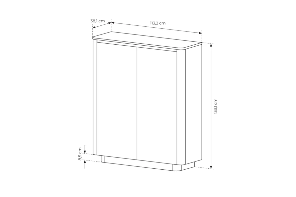 Hohe Kommode 2D TARO – Tiefschwarz + Eiche Cremona