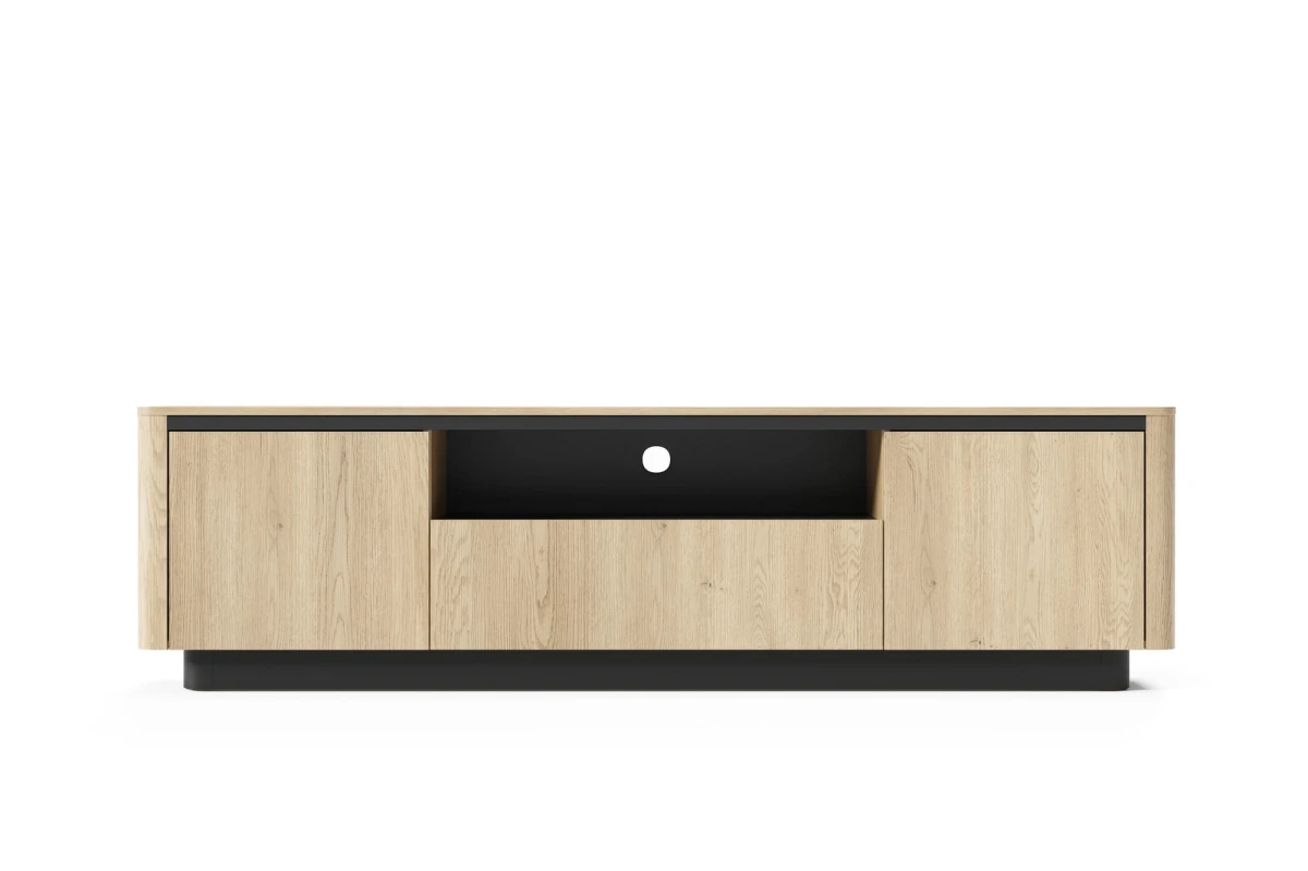 TV-Tisch 200 3d TARO – Tiefschwarz + Eiche Cremona