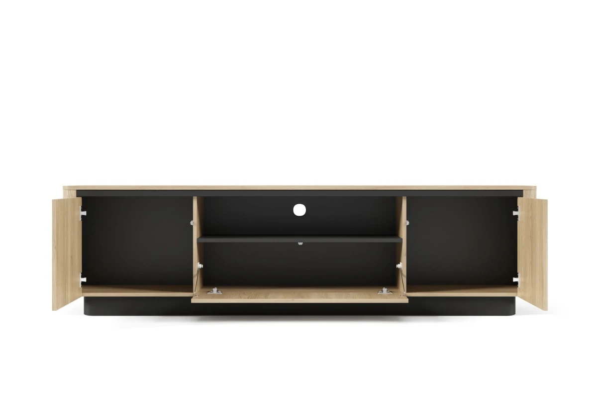 TV-Tisch 200 3d TARO – Tiefschwarz + Eiche Cremona