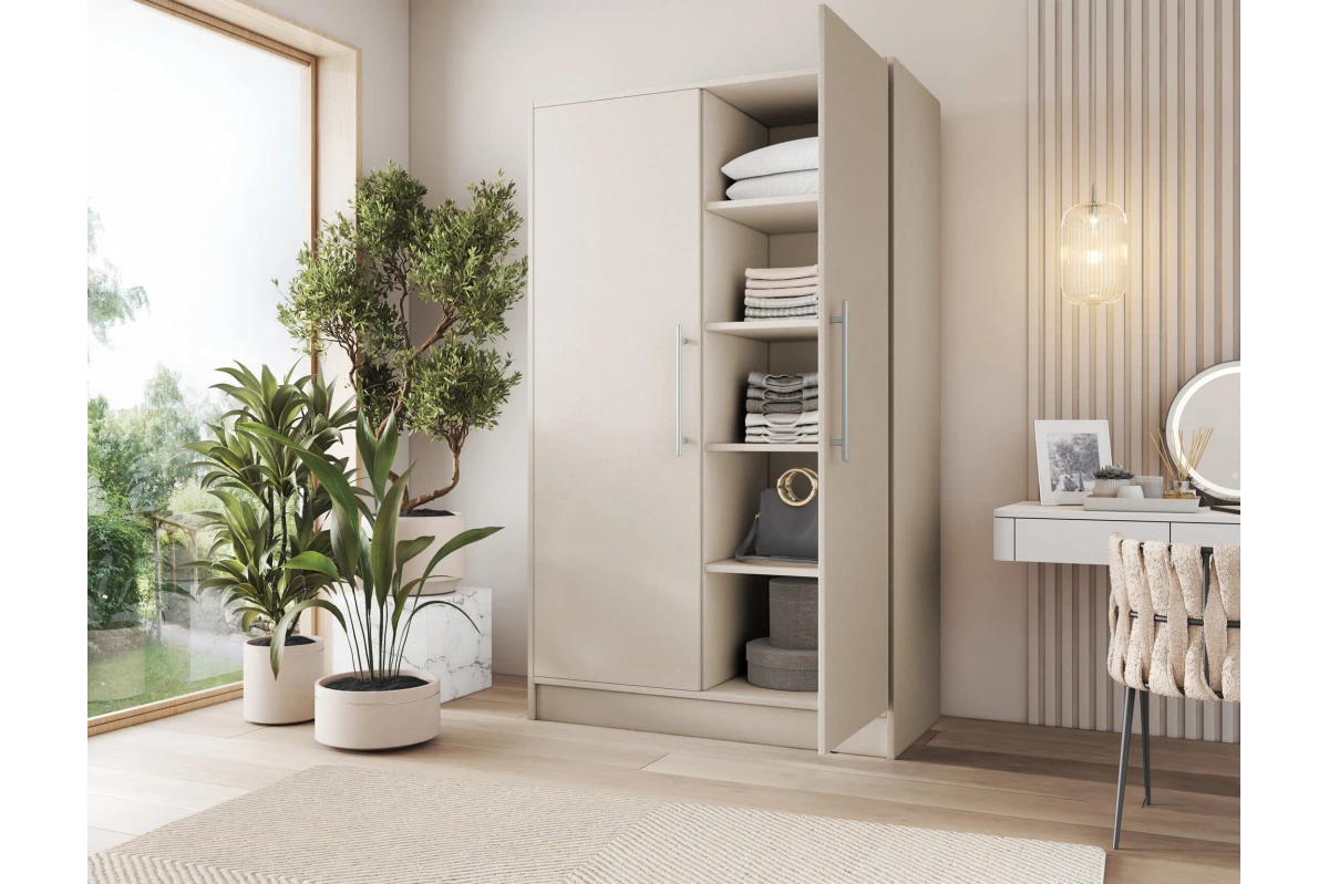 Drehtürenschrank KAVIRA 120 - Kleiderschrank in Kaschmir 120 cm