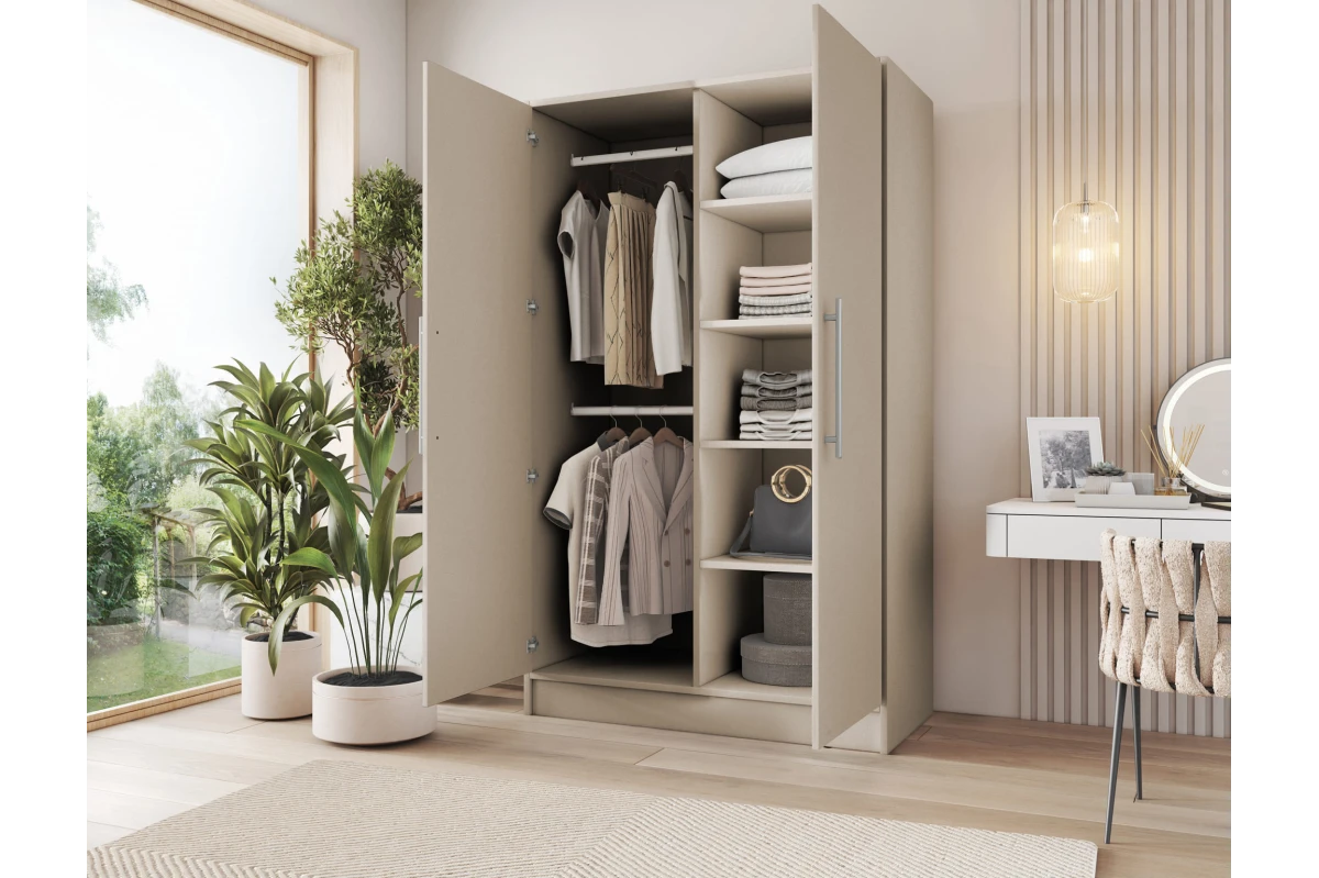 Drehtürenschrank KAVIRA 120 - Kleiderschrank in Kaschmir 120 cm