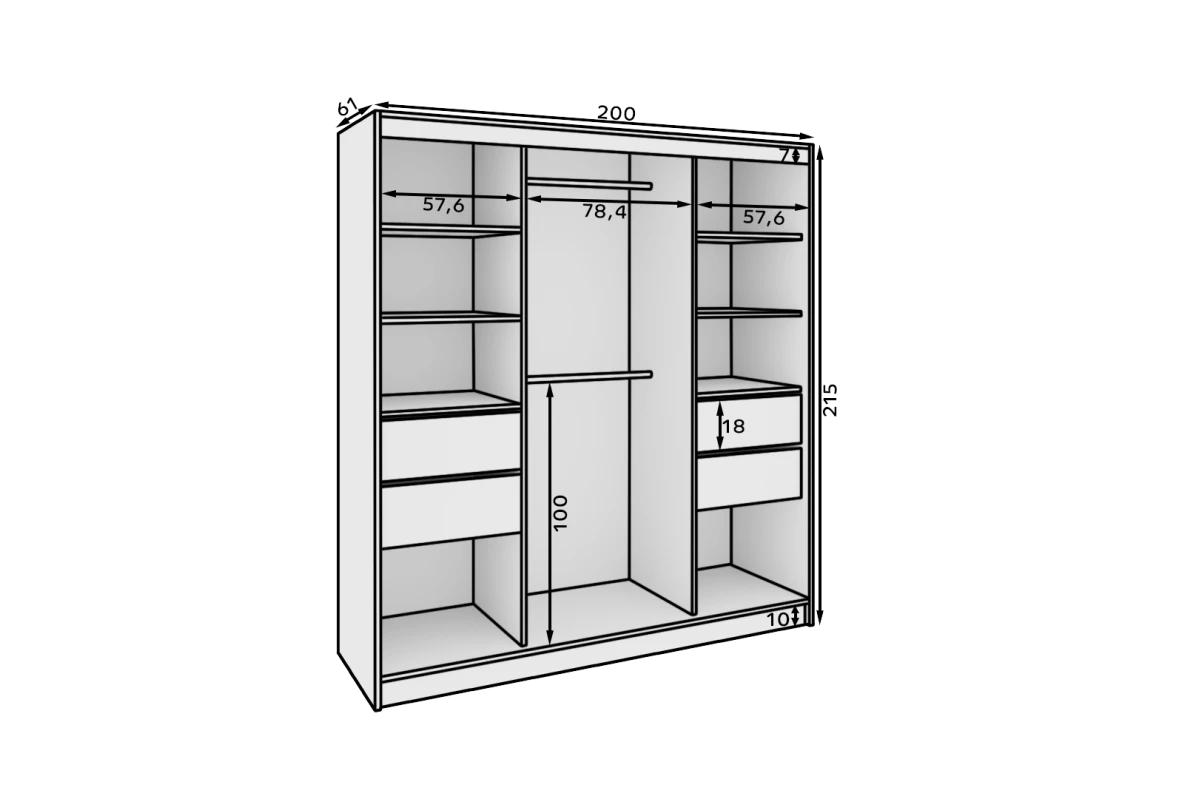 Schiebetürenschrank mit Spiegel MARCELLA 200