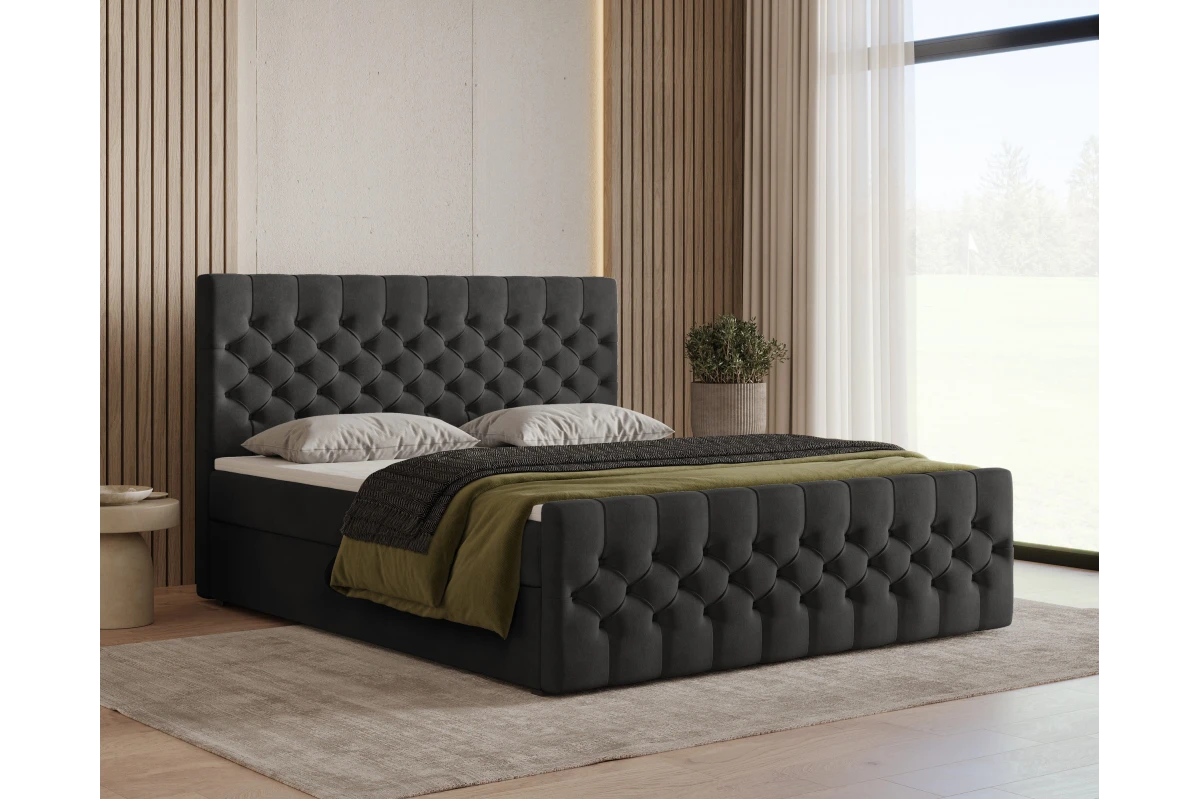 Chesterfield Boxspringbett 12 – mit Bettkasten und Topper