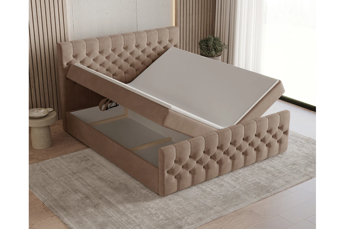 Chesterfield Boxspringbett 12 – mit Bettkasten und Topper