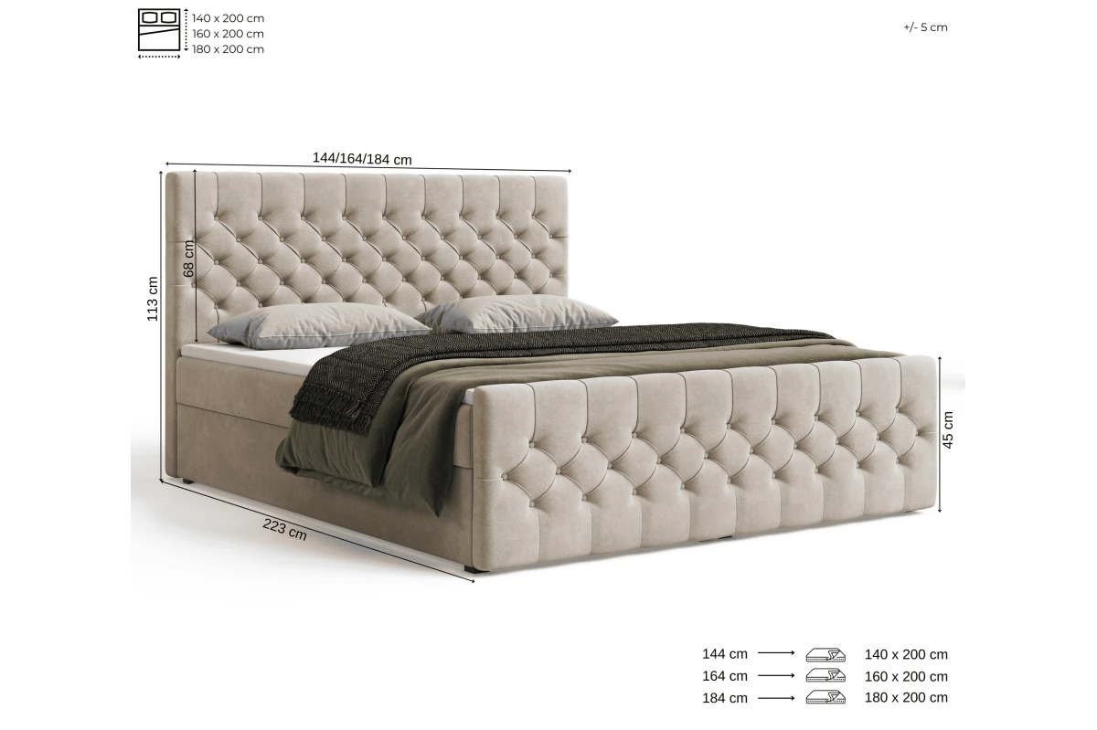 Chesterfield Boxspringbett 12 – mit Bettkasten und Topper