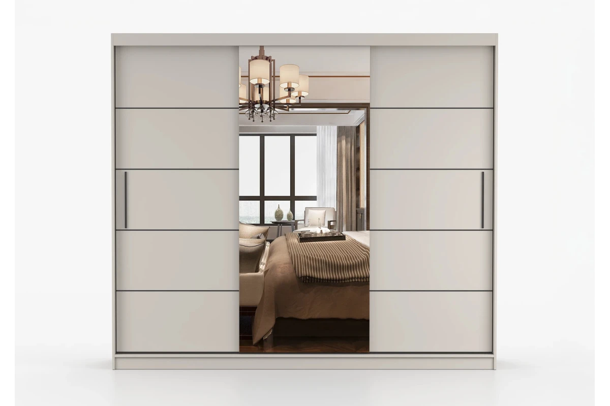 Kleiderschrank Schwebetürenschrank ELBA - 250 - mit Spiegel - Kaschmir