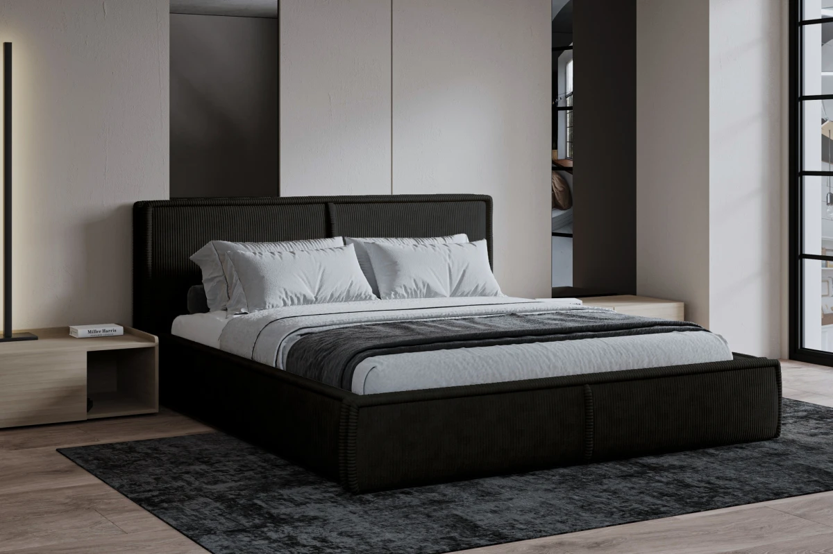 Polsterbett 140x200 - Bett 04 - Schwarz (Poso 135)