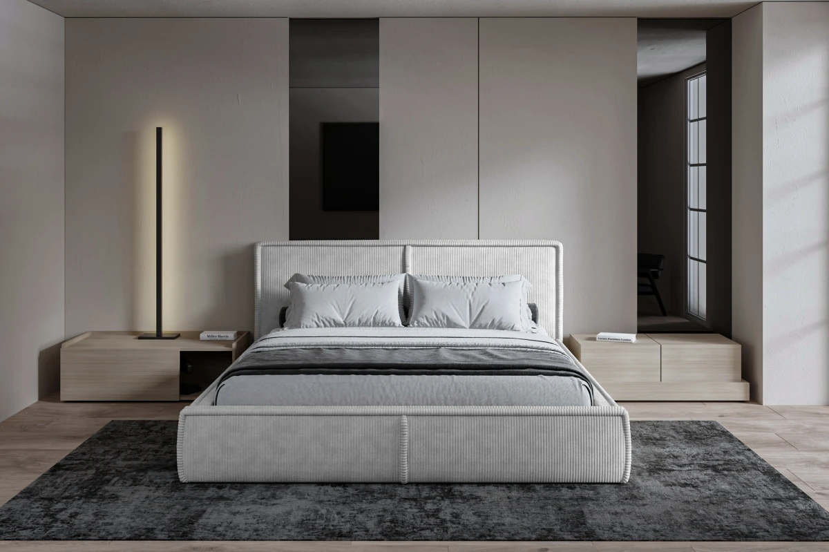 Polsterbett 140x200 - Bett 04 - Hellgrau (Poso 55)