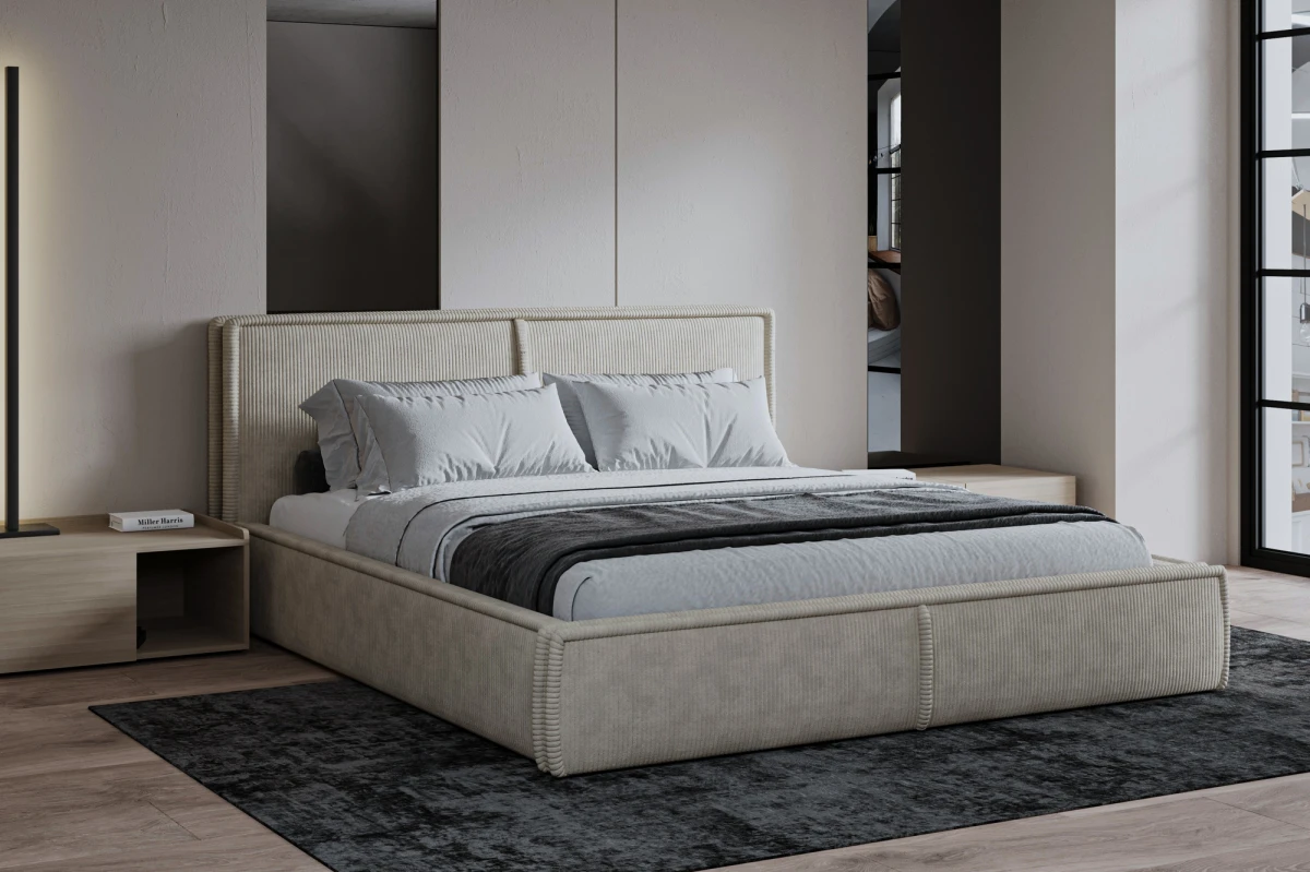 Polsterbett 140x200 - Bett 04 - Creme (Poso 100)