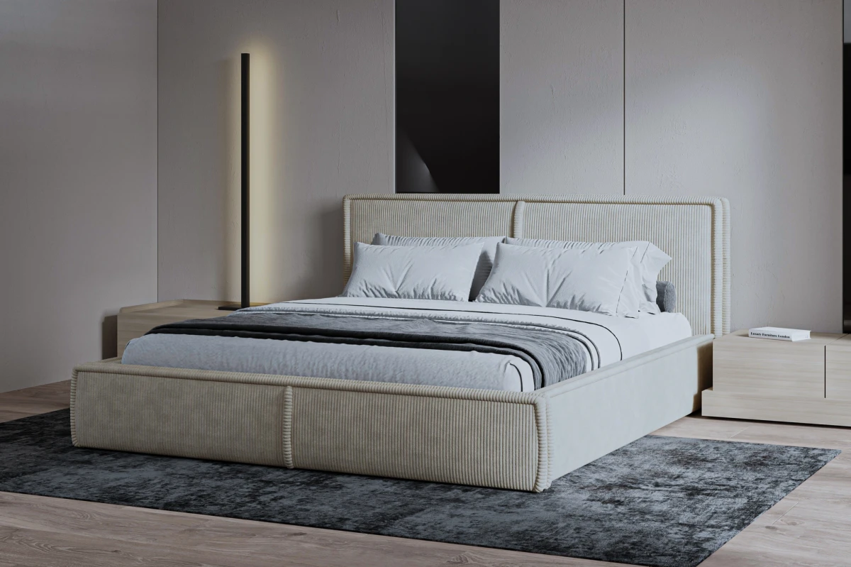 Polsterbett 140x200 - Bett 04 - Creme (Poso 100)