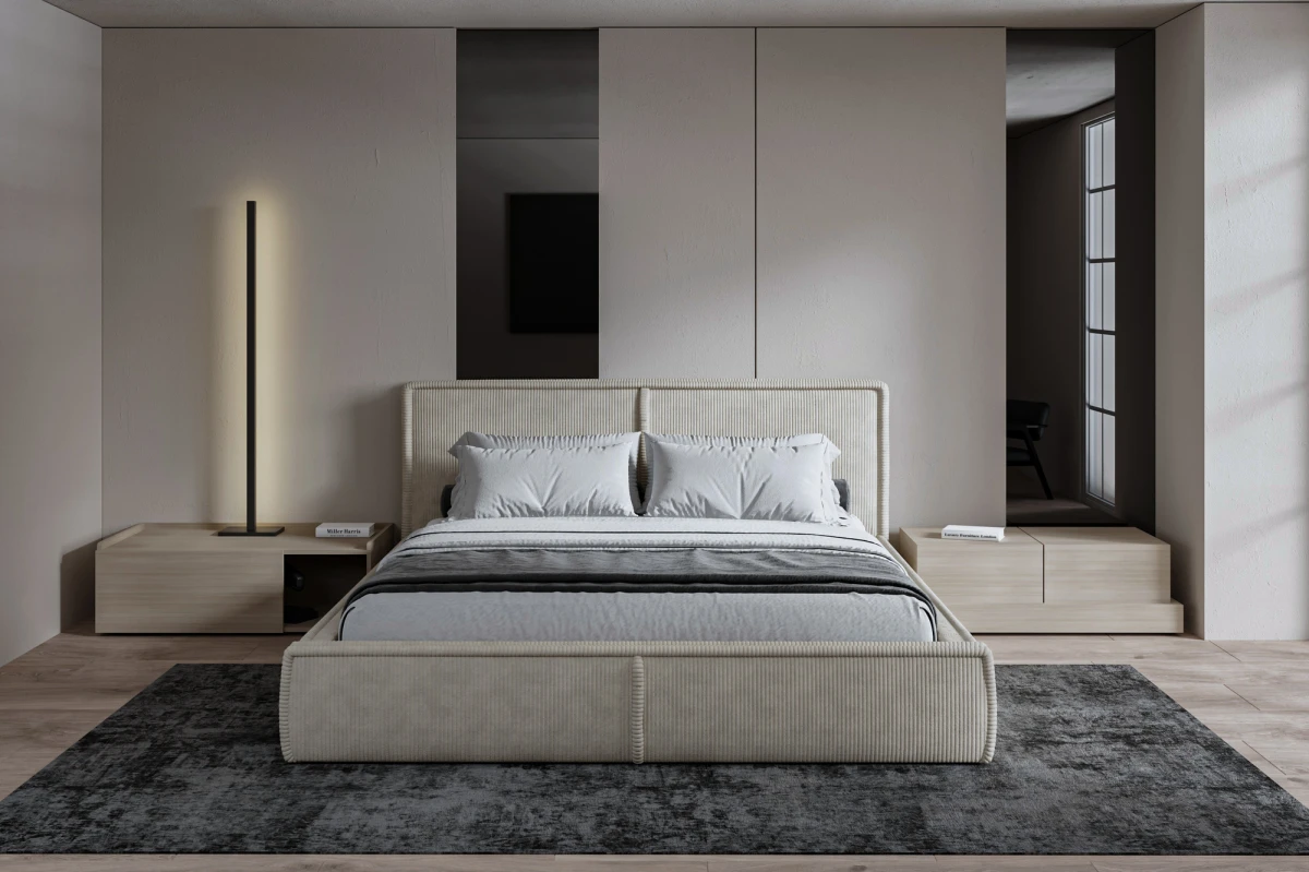 Polsterbett 140x200 - Bett 04 - Creme (Poso 100)