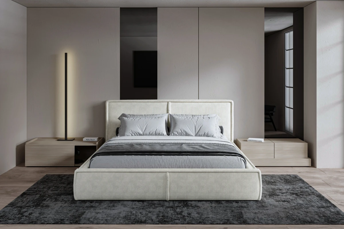 Polsterbett 140x200 - Bett 04 - Creme (Poso 100)