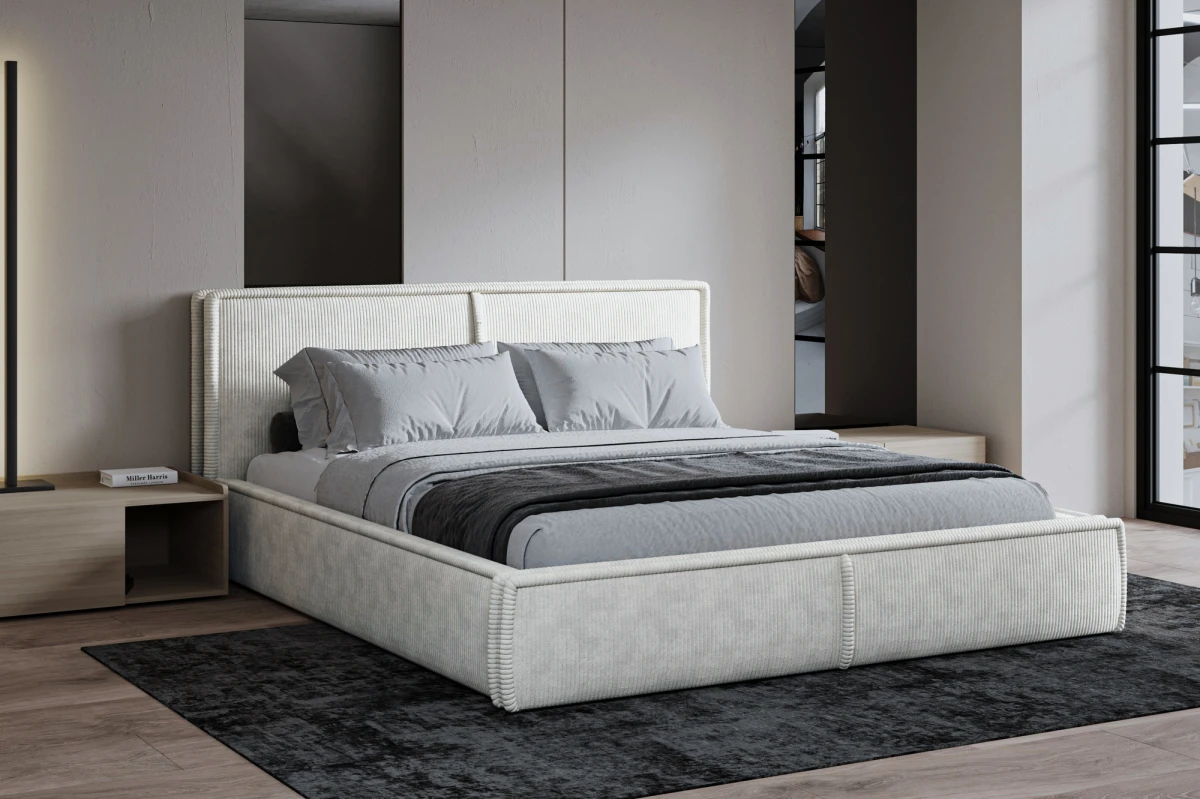 Polsterbett 140x200 - Bett 04 - Creme (Poso 100)