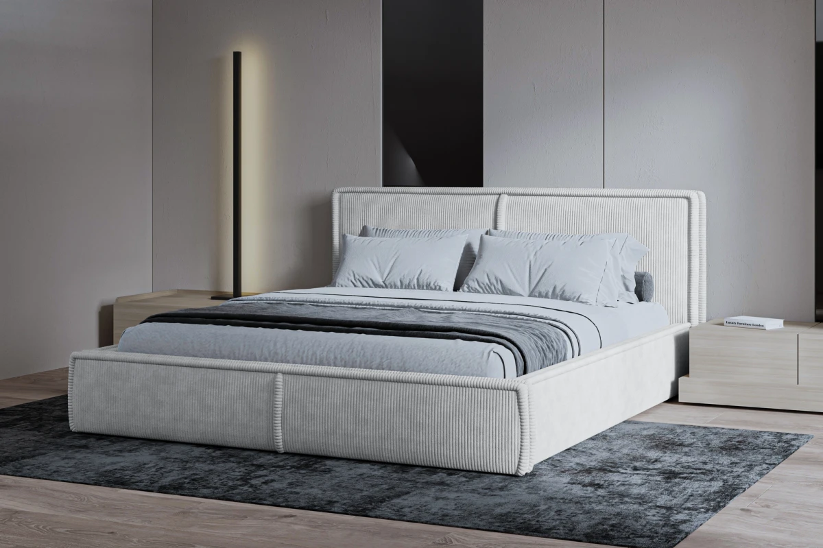Polsterbett 140x200 - Bett 04 - Hellgrau (Poso 55)