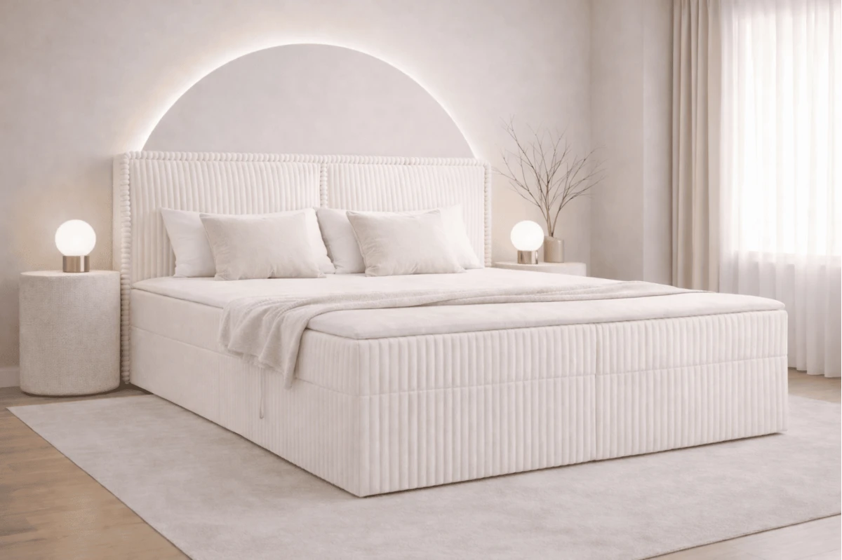 Boxspringbett 140x200 mit Bettkasten aus Cord Top Qualität