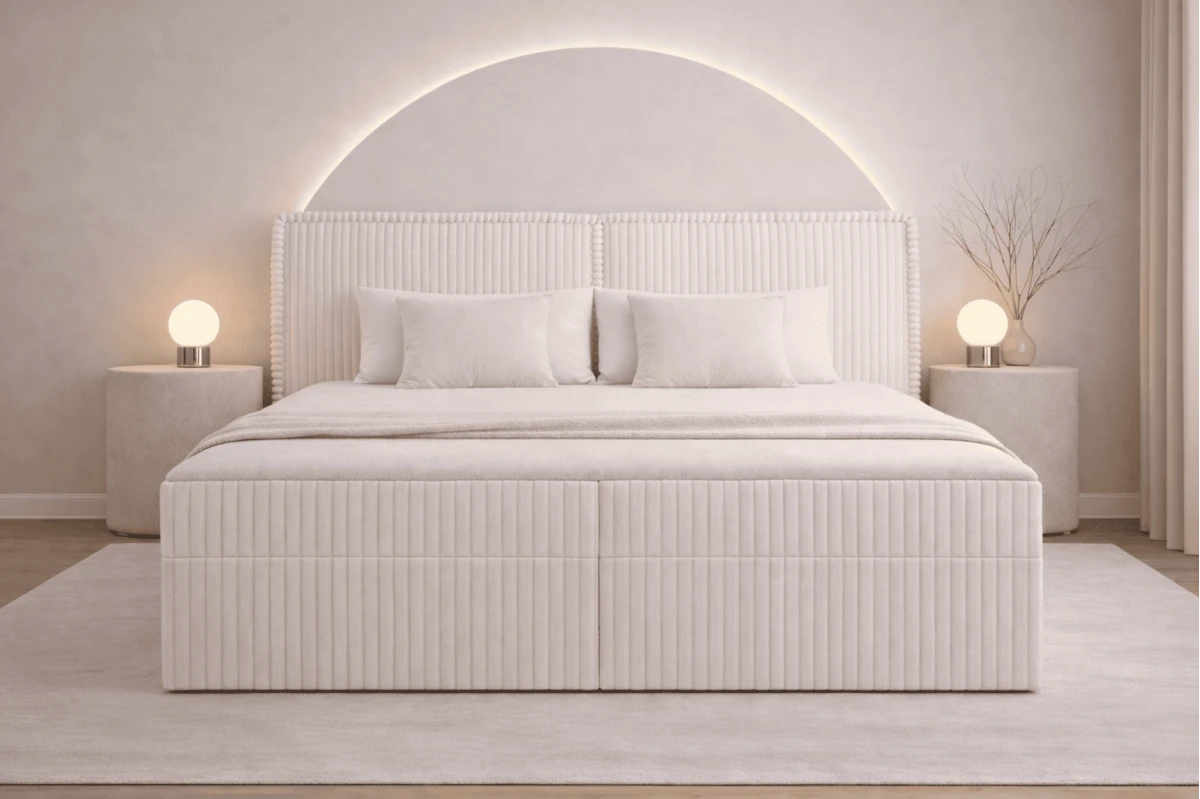 Boxspringbett 140x200 mit Bettkasten aus Cord Top Qualität