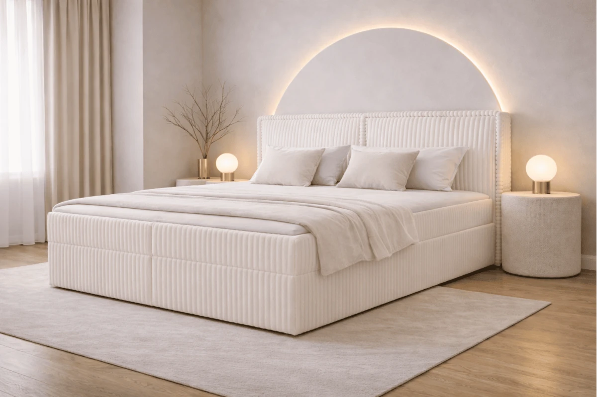 Boxspringbett 140x200 mit Bettkasten aus Cord Top Qualität