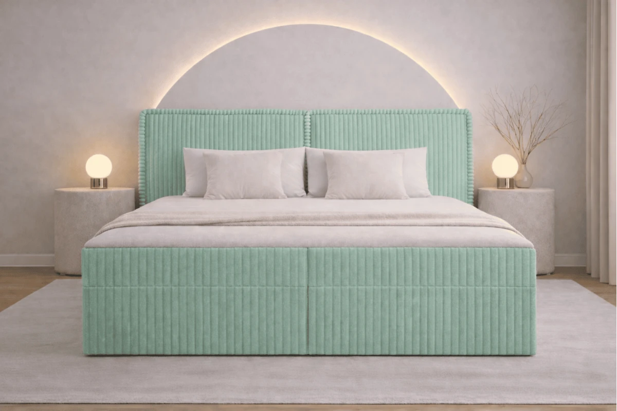 Boxspringbett 140x200 mit Bettkasten aus Cord Top Qualität