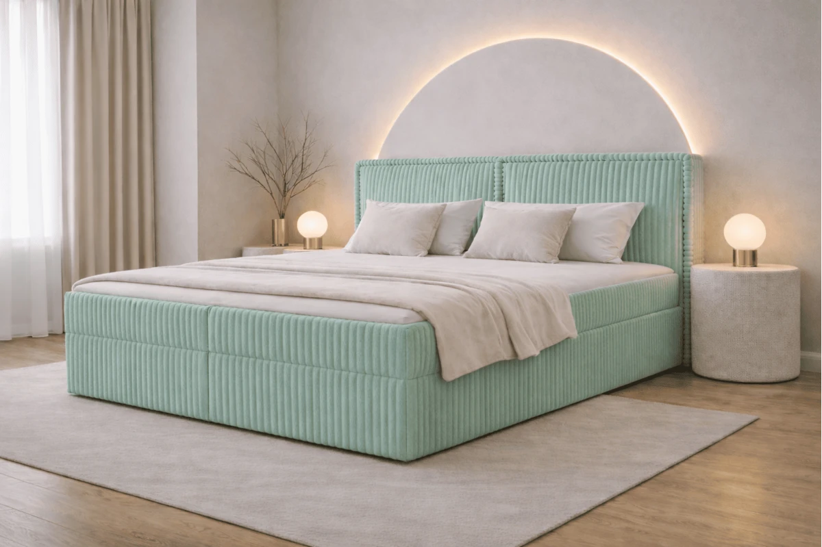 Boxspringbett 140x200 mit Bettkasten aus Cord Top Qualität