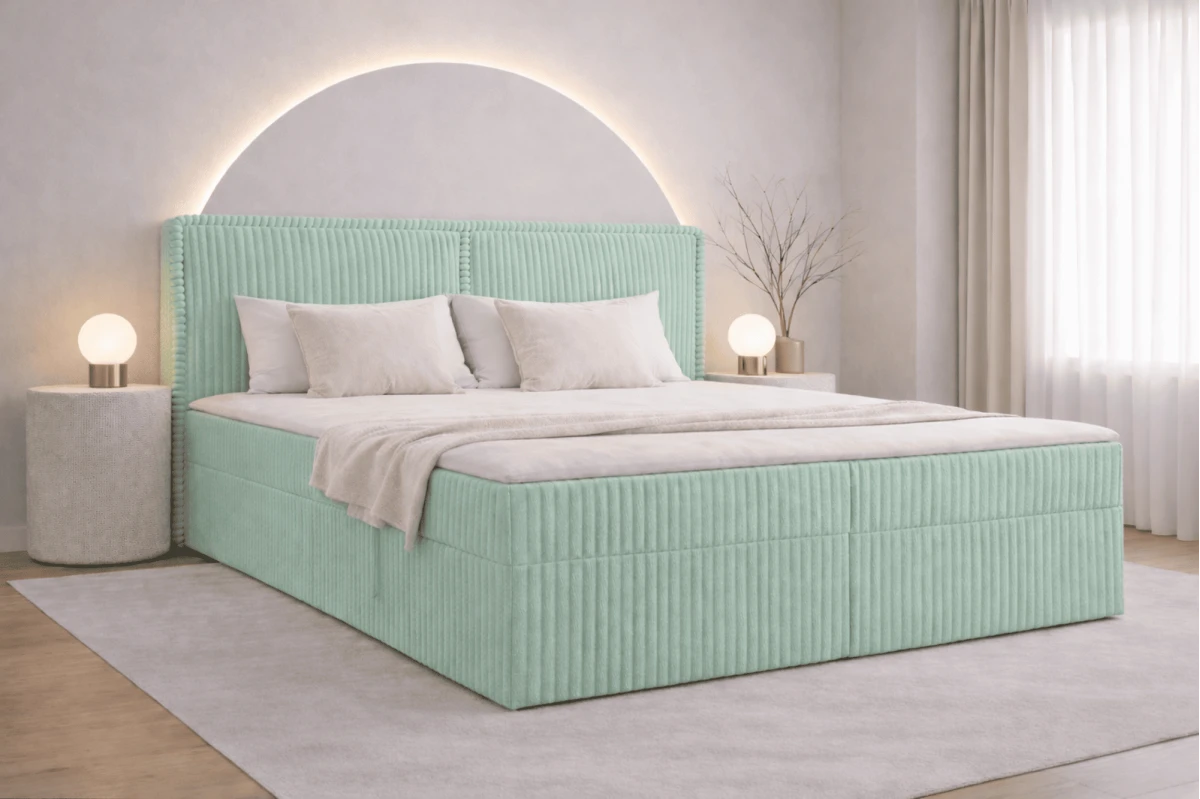 Boxspringbett 160x200 mit Bettkasten aus Cord Top Qualität