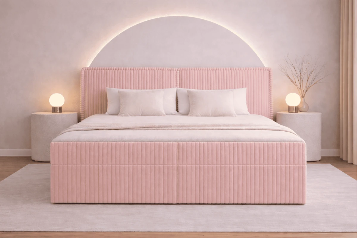 Boxspringbett 140x200 mit Bettkasten aus Cord Top Qualität