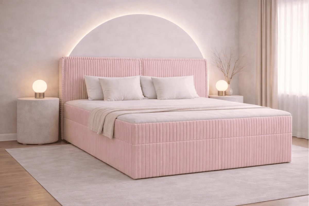 Boxspringbett 140x200 mit Bettkasten aus Cord Top Qualität