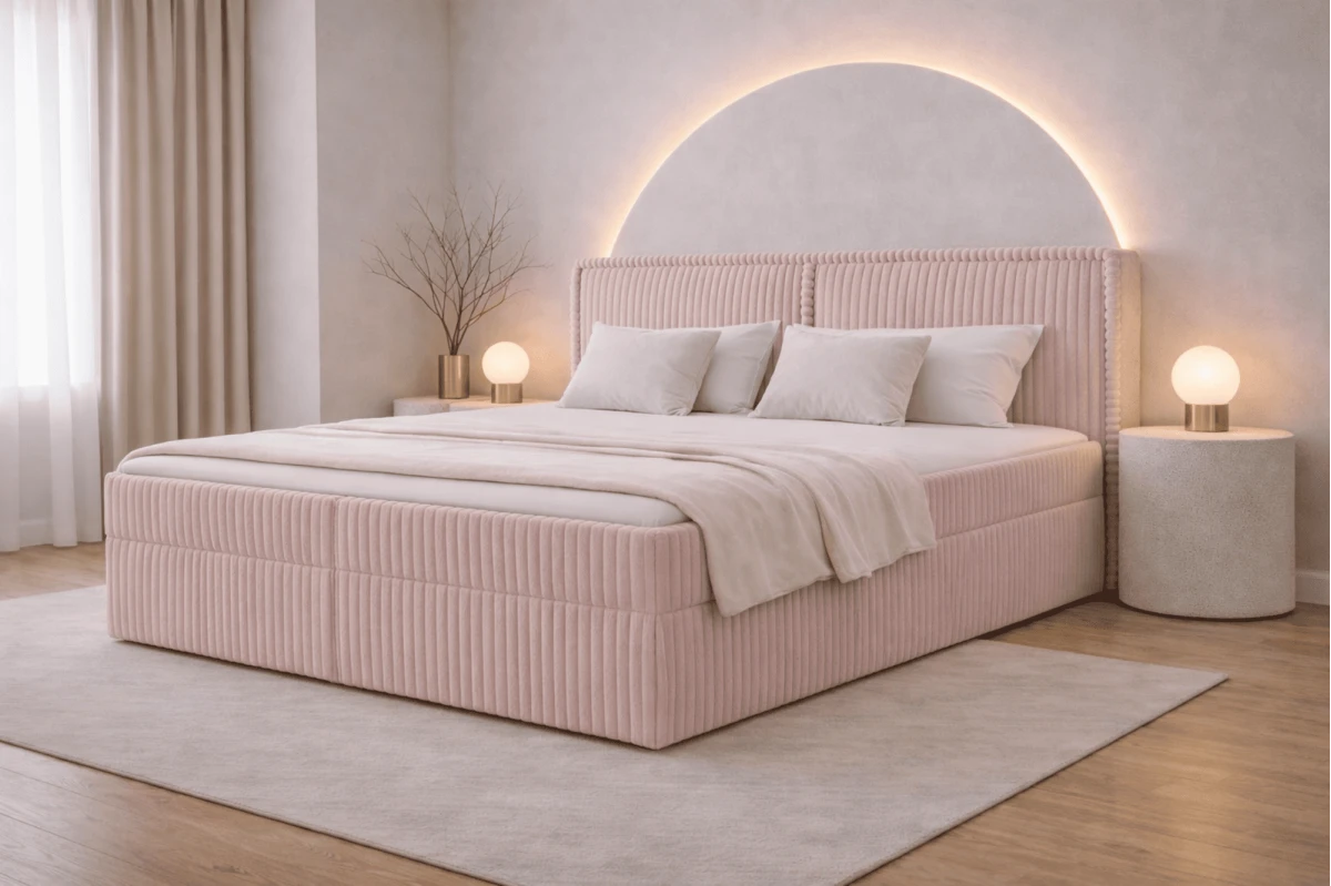 Boxspringbett 140x200 mit Bettkasten aus Cord Top Qualität