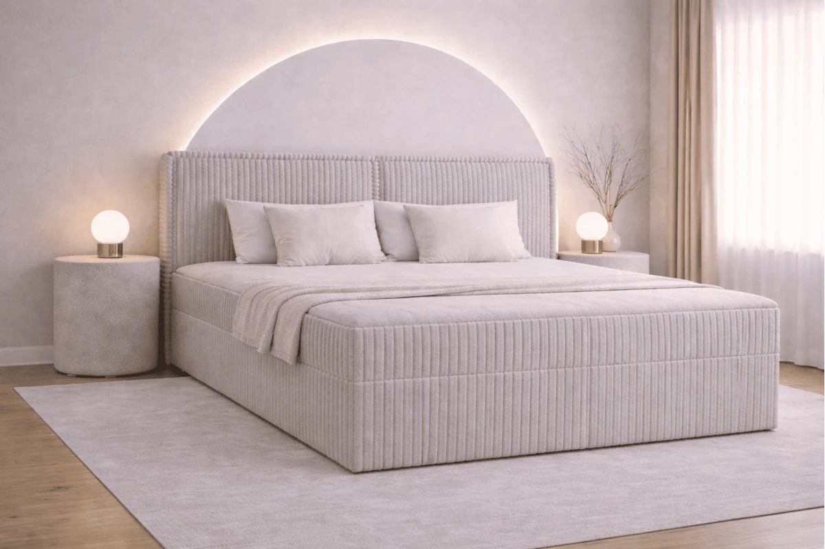 Boxspringbett 140x200 mit Bettkasten aus Cord Top Qualität