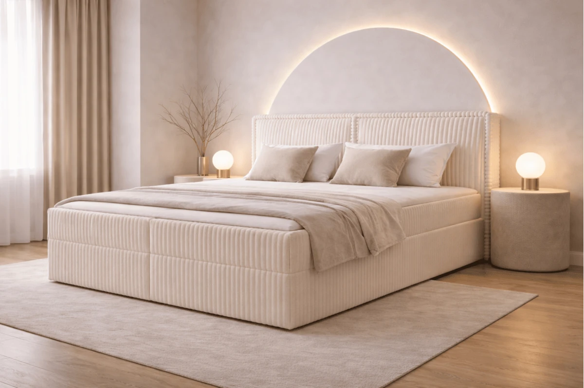 Boxspringbett 160x200 mit Bettkasten aus Cord Top Qualität