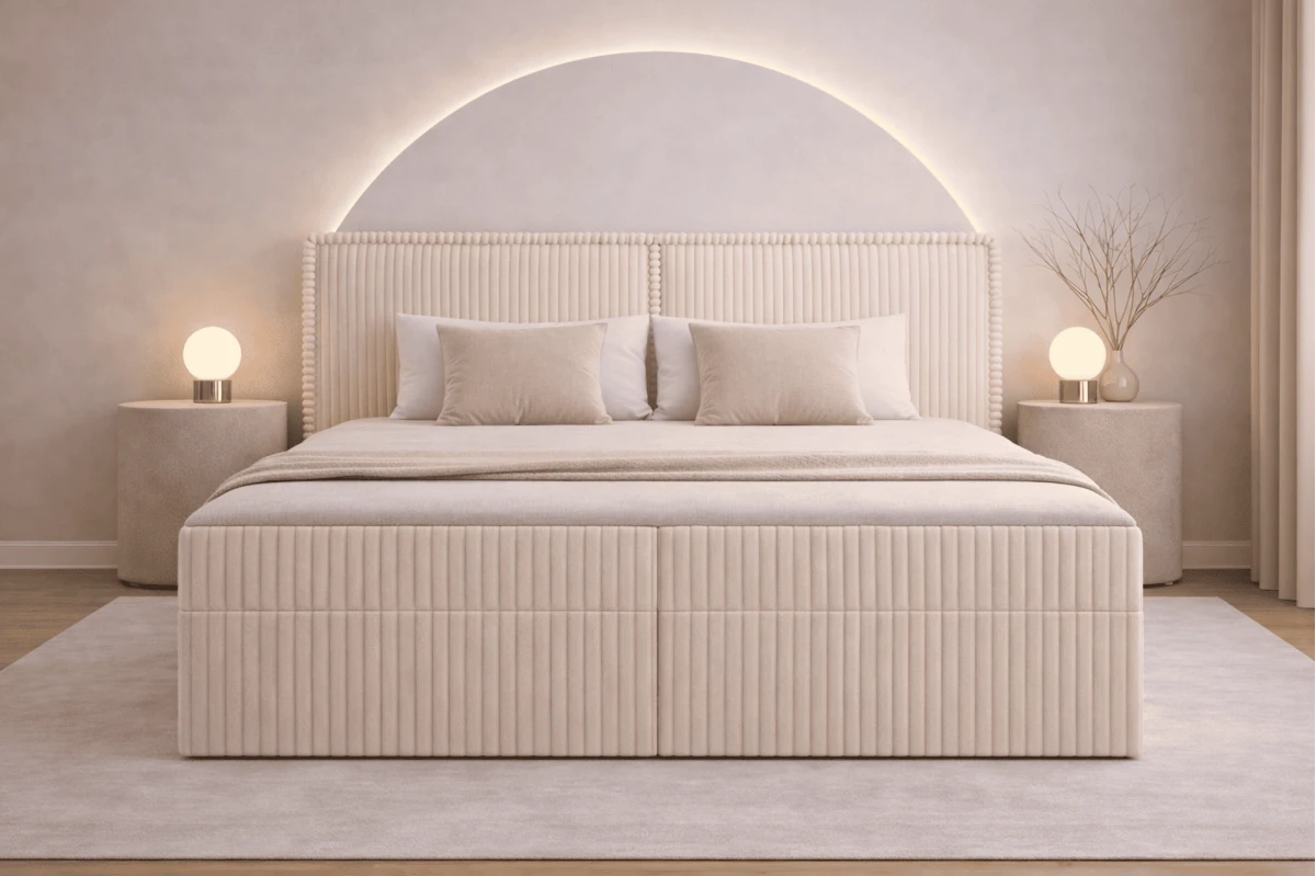 Boxspringbett 160x200 mit Bettkasten aus Cord Top Qualität