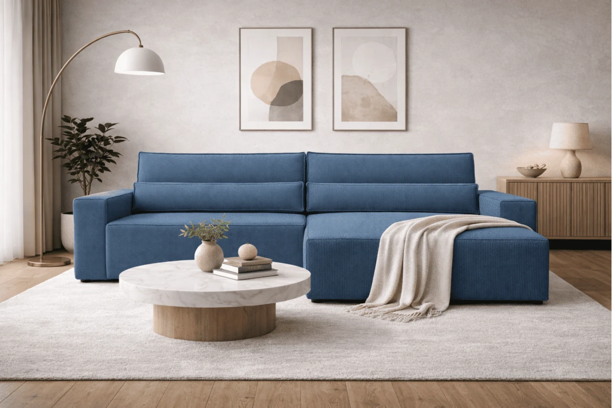 Cord Eckosfa Taupe - Denver L - Poso 02 - Haustierfreundlich Stoff