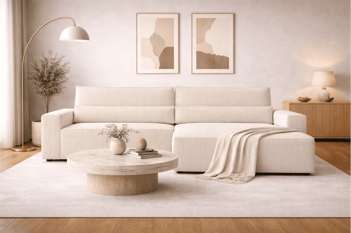 Cord Ecksofa Beige Denver