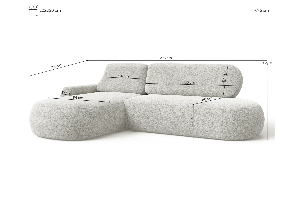Ecksofa Diune - Rundsofa, Ecksofa mit abgerundetem Design