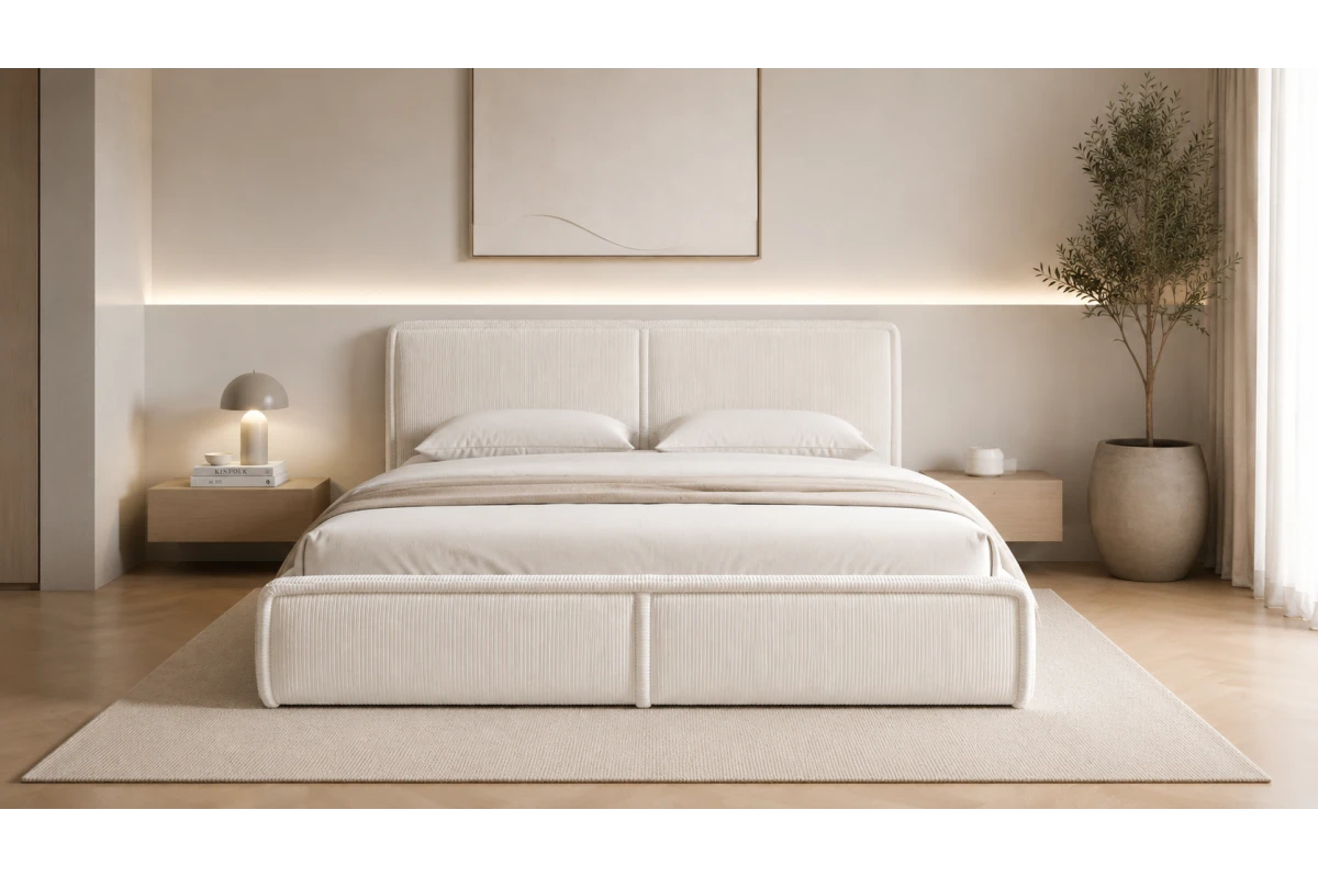 Polsterbett 140x200 - Bett 04 - Beige (Poso 02)