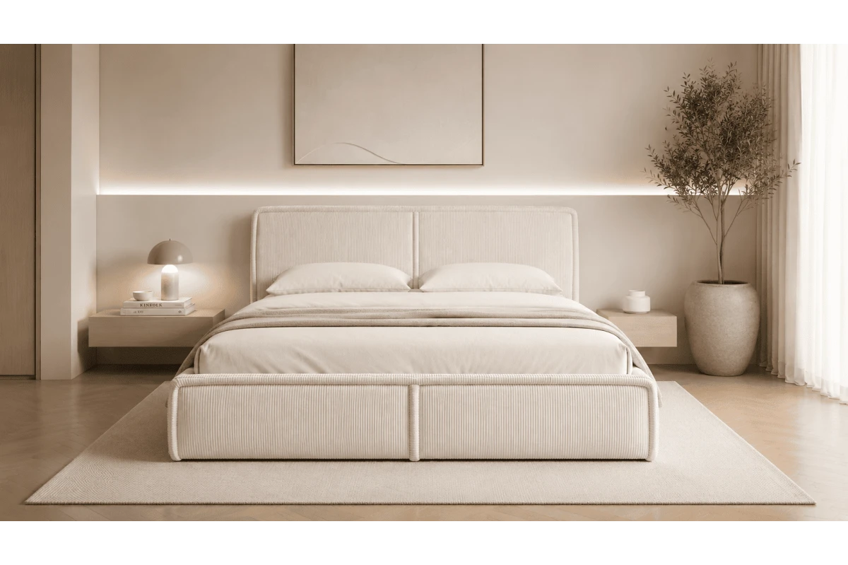 Polsterbett 140x200 - Bett 04 - Creme (Poso 100)